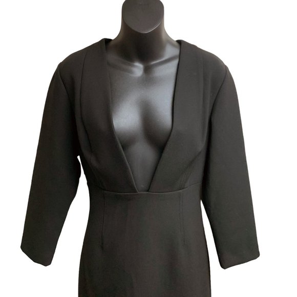 Aritzia BABATON Masu‎ Black Midi Plunging Neckline Dress - Picture 5 of 12